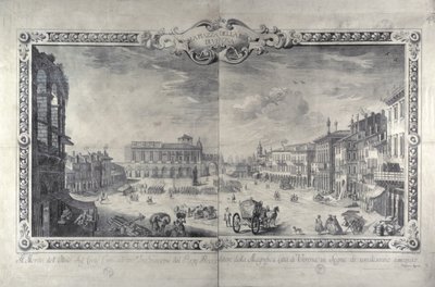 The Piazza della Bra, Verona, engraved by Gianantonio Urbani by Tiberio Majeroni